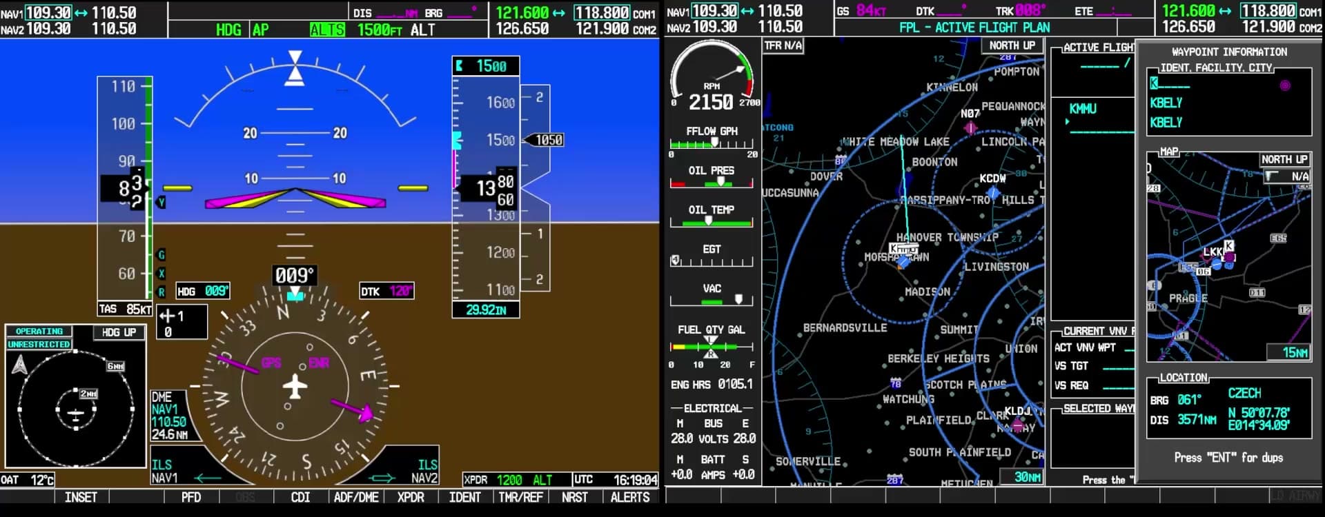 Business jet IFR training with G1000 glass cockpit