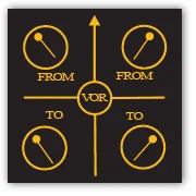 VOR compass rose diagram showing radial orientation with TO/FROM indicators and CDI deflection for instrument navigation